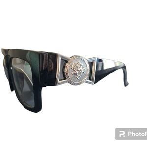 Vivant Blue Light Blocking Black & Silver Chunky Oversized Eyeglasses NWT